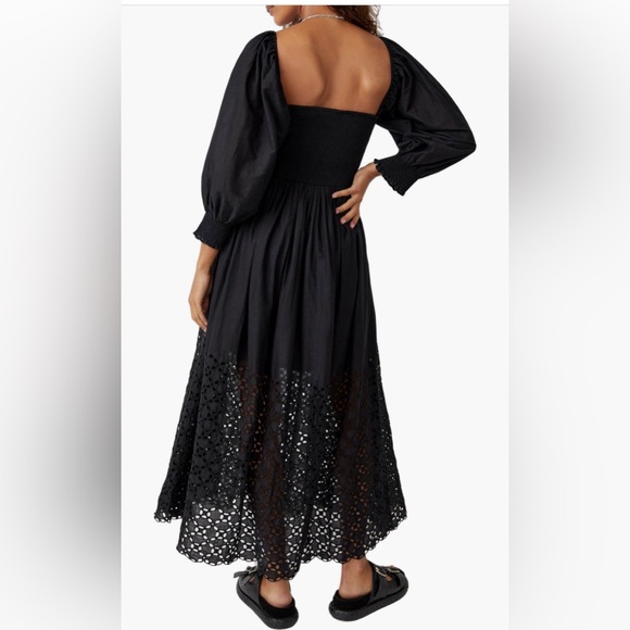 Free people Perfect Storm Smocked Eyelet long Sleeve Maxi Dress, Medium, $168 - Picture 3 of 10